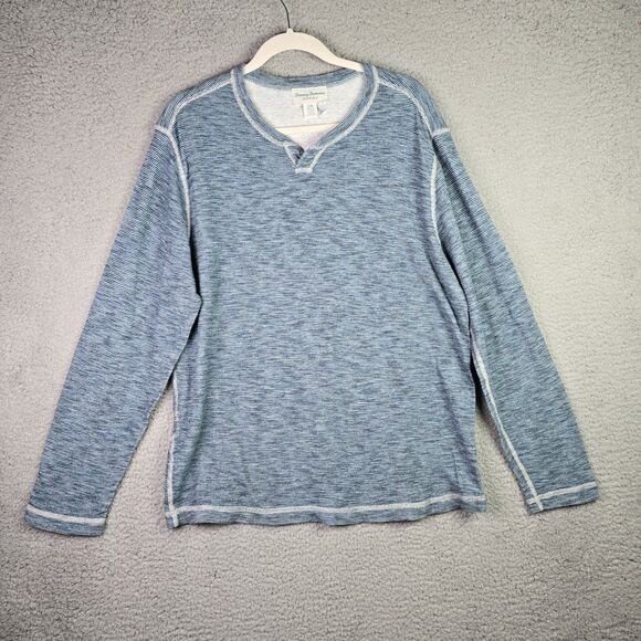 Tommy Bahama Fortuna Flip Abaco Mens Blue Large Reversible Pullover Logo Cotton - Picture 4 of 16